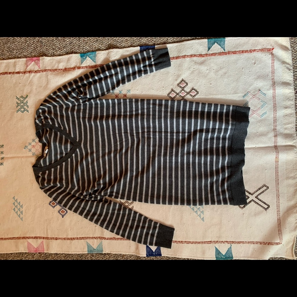 Gray striped sweater dress
